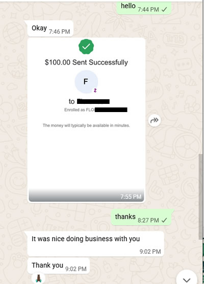 Chat screenshot showing customer support assistance