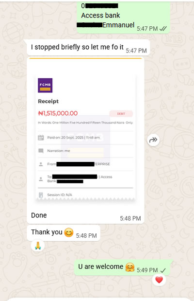 Chat screenshot showing rate confirmation